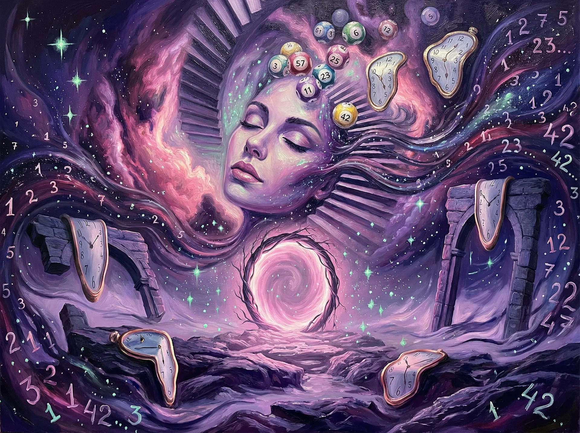 超现实艺术作品 - 宇宙面容与星河之梦，哈希分分彩 灵感画作